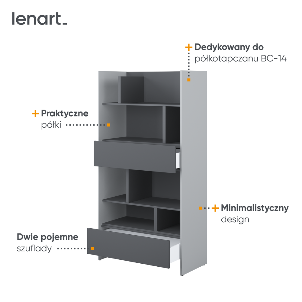 BED CONCEPT BC-28 regał 92x178 - szary/grafit