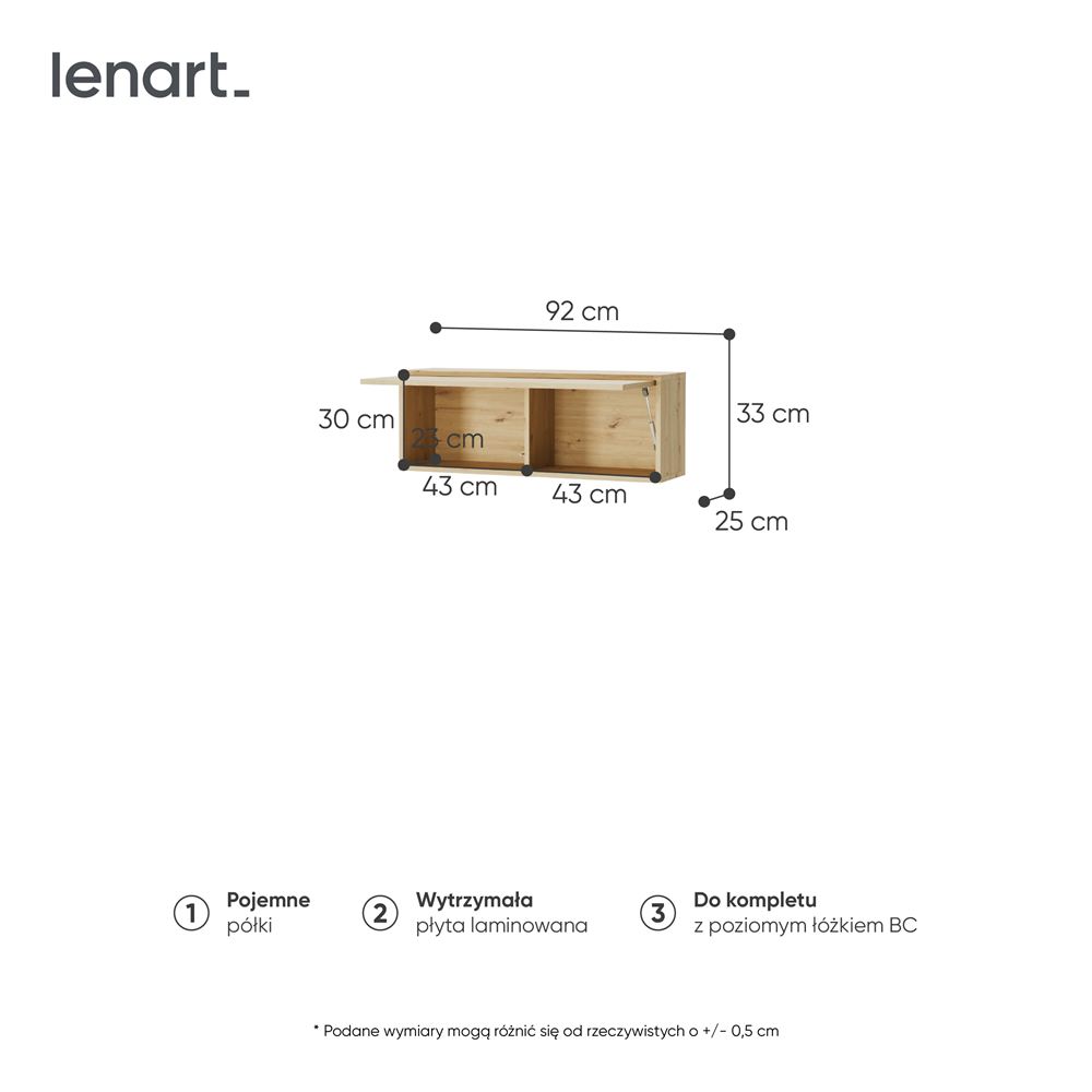 BED CONCEPT BC-29 szafka wisząca - dąb artisan