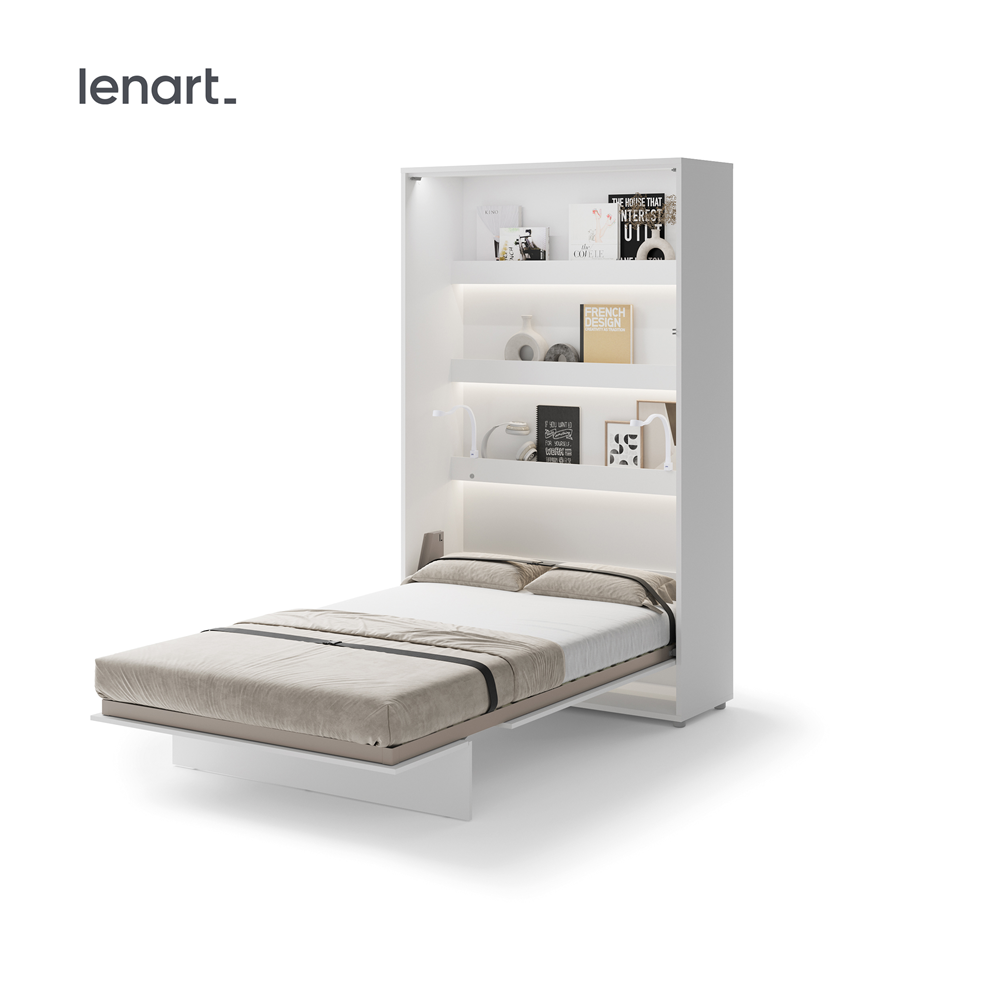 BED CONCEPT BC-02p - półkotapczan pionowy 120 - biały połysk