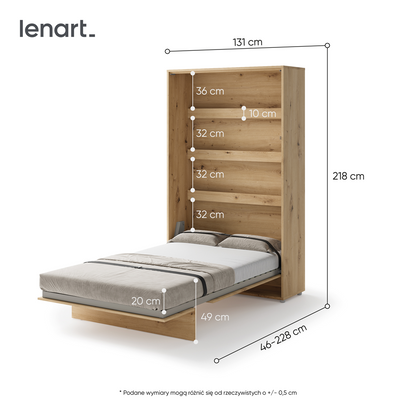 BED CONCEPT BC-02 - półkotapczan pionowy 120 - dąb artisan