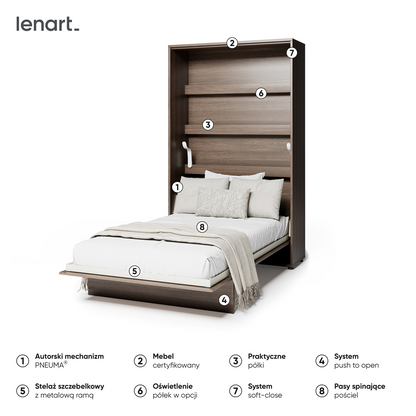 BED CONCEPT BC-02 - półkotapczan pionowy 120 - dąb dunin