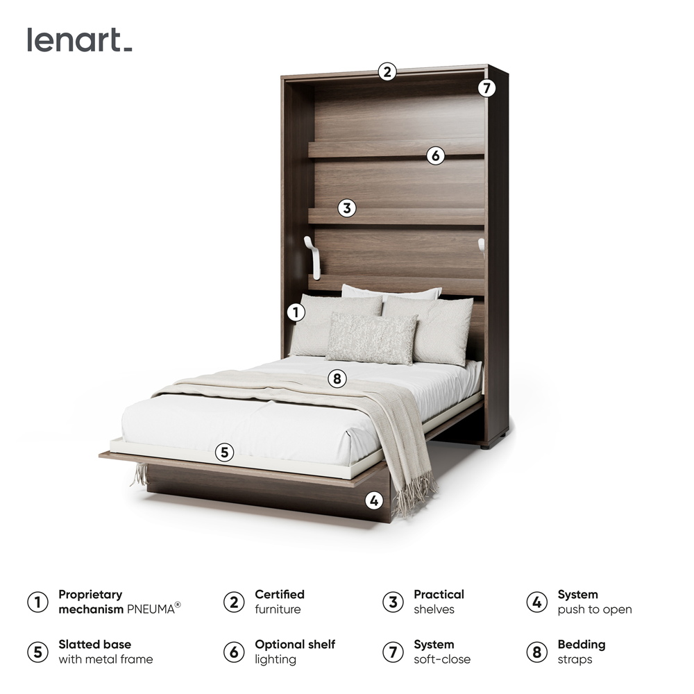 BED CONCEPT BC-02 - półkotapczan pionowy 120 - dąb dunin
