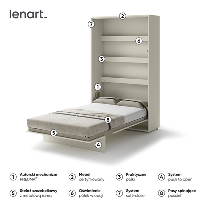 BED CONCEPT BC-02 - półkotapczan pionowy 120 - kaszmir
