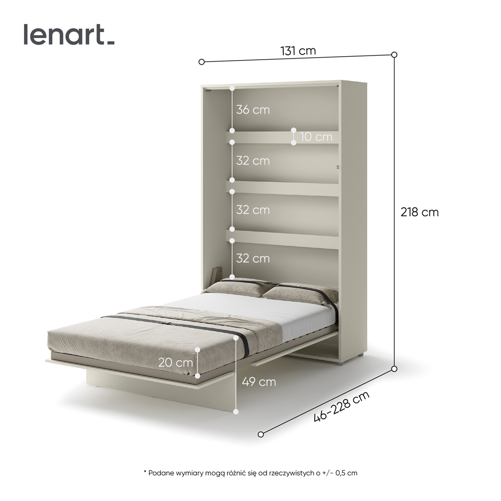 BED CONCEPT BC-02 - półkotapczan pionowy 120 - kaszmir