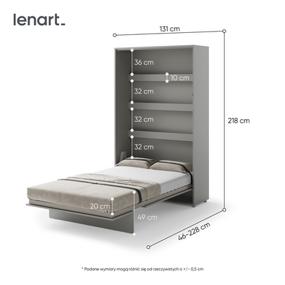 BED CONCEPT BC-02 - półkotapczan pionowy 120 - szary