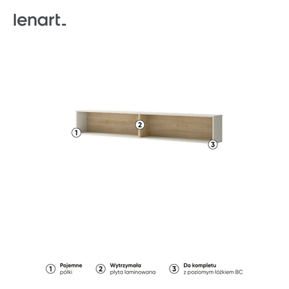 BED CONCEPT BC-30 półka wisząca - kaszmir/dąb nagano