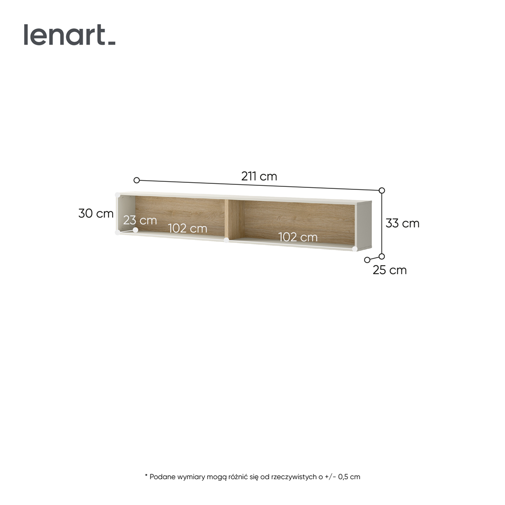 BED CONCEPT BC-30 półka wisząca - kaszmir/dąb nagano
