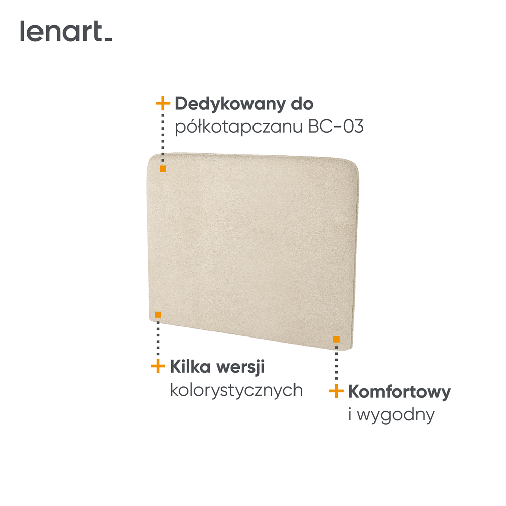 BED CONCEPT BC-31 zagłówek tapicerowany 90 do BC-03 - boucle beżowy PIU 03