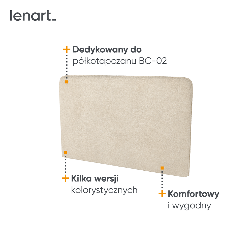 BED CONCEPT BC-32 zagłówek tapicerowany 120 do BC-02 - boucle beżowy PIU 03