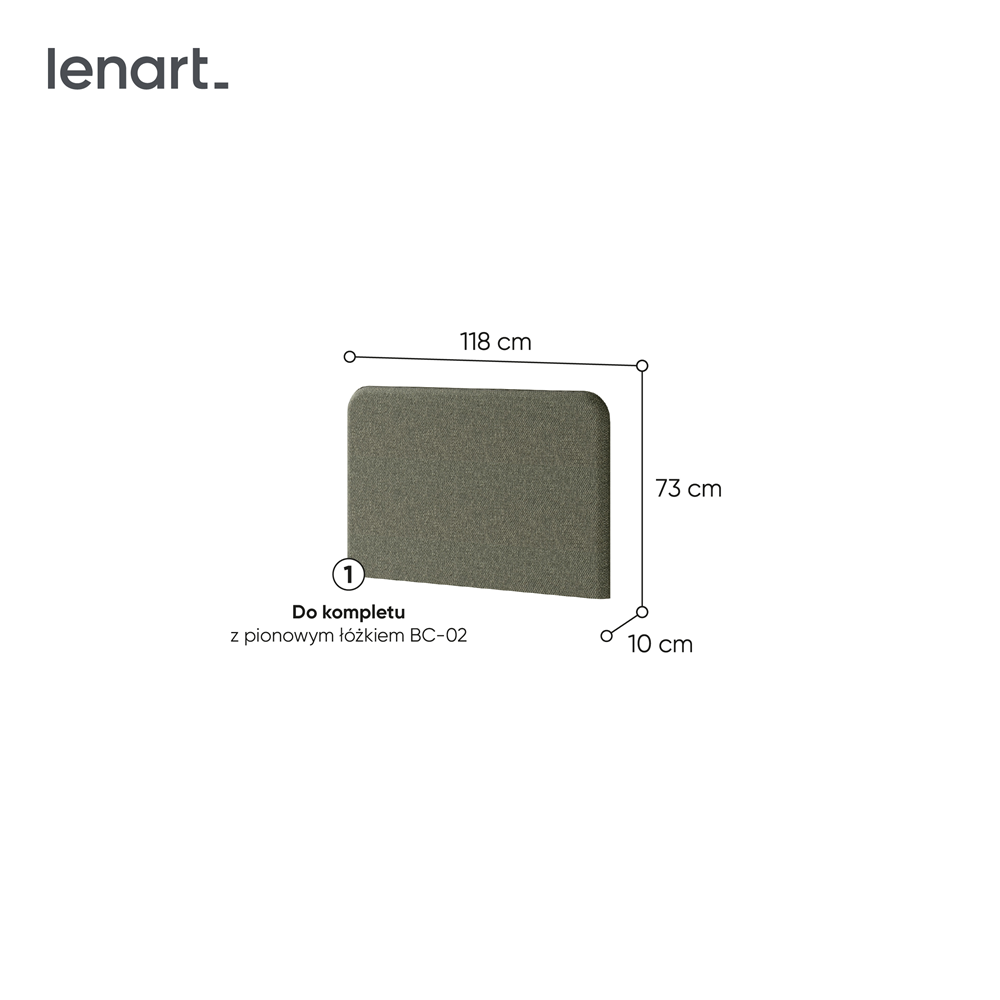 BED CONCEPT BC-32 zagłówek tapicerowany 120 do BC-02 - zielony LUKKA 38