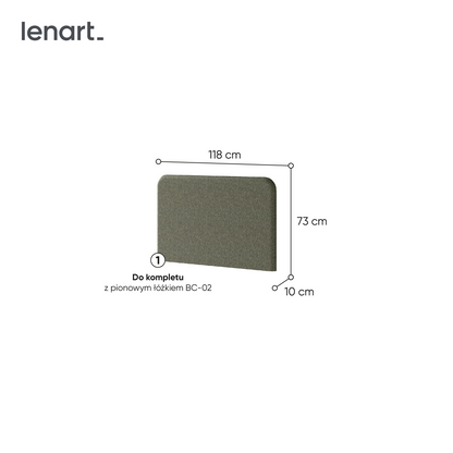 BED CONCEPT BC-32 zagłówek tapicerowany 120 do BC-02 - zielony LUKKA 38