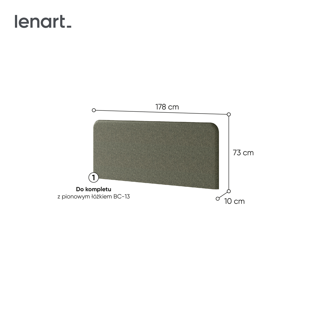 BED CONCEPT BC-33 zagłówek tapicerowany 180 do BC-13 - zielony LUKKA 38
