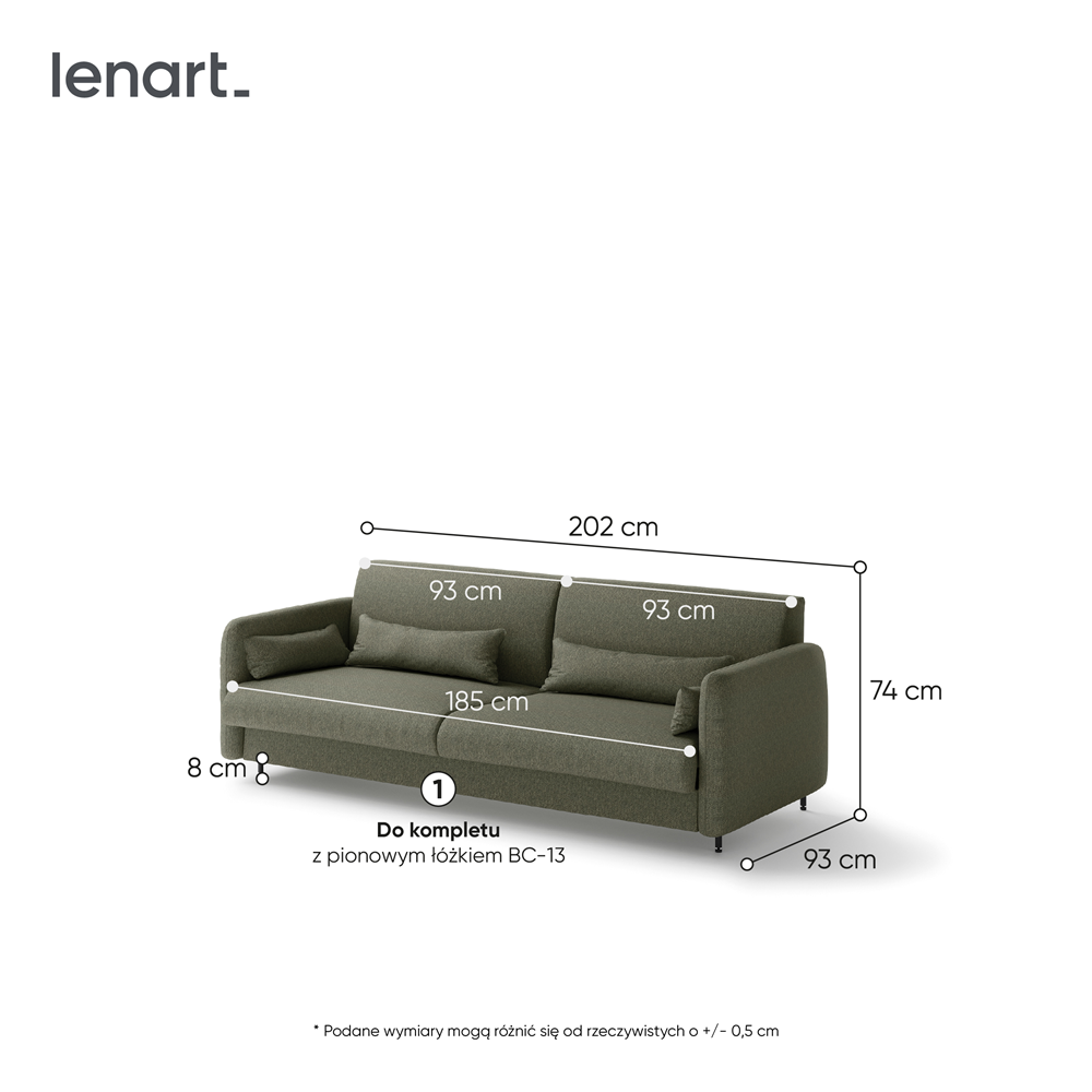 BED CONCEPT BC-35 - Sofa 180 do BC-13 - zielony LUKKA 38