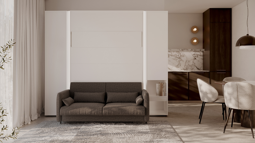 BED CONCEPT BC-36 - półkotapczan elektryczny 140 z zagłówkiem - biały/grafit ART 82630