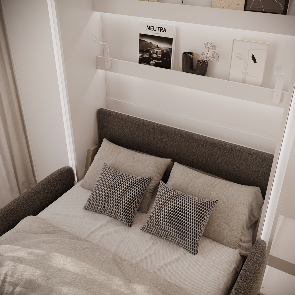 BED CONCEPT BC-36 - półkotapczan elektryczny 140 z zagłówkiem - biały/grafit ART 82630