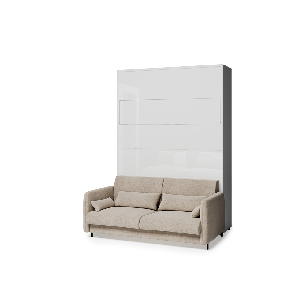 BED CONCEPT BC-36 - półkotapczan elektryczny 140 z zagłówkiem - biały/biały połysk/beżowy ART 82610