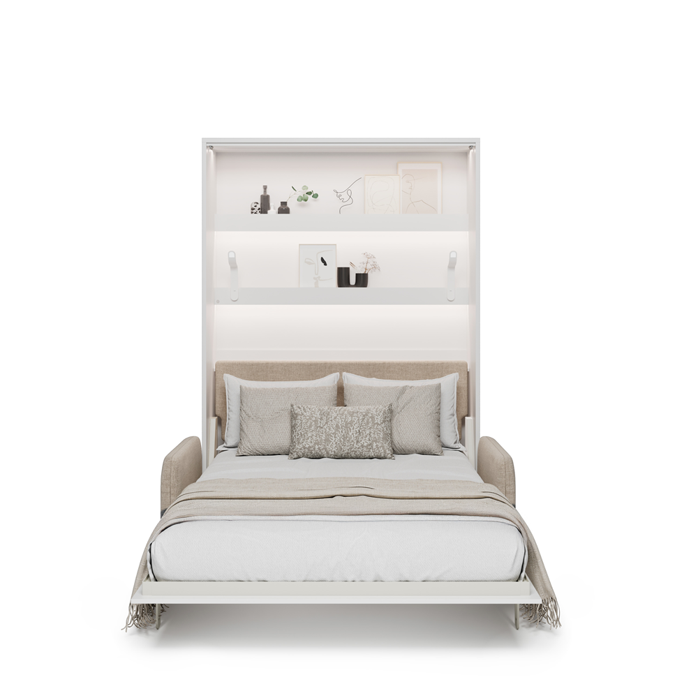 BED CONCEPT BC-36 - półkotapczan elektryczny 140 z zagłówkiem - biały/biały połysk/beżowy ART 82610