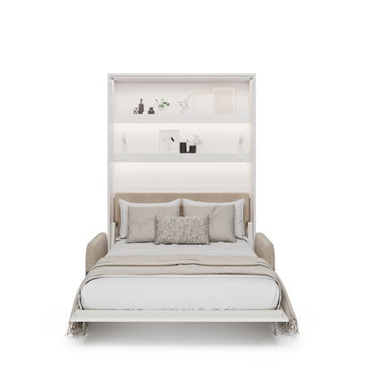 BED CONCEPT BC-36 - półkotapczan elektryczny 140 z zagłówkiem - biały/biały połysk/beżowy ART 82610