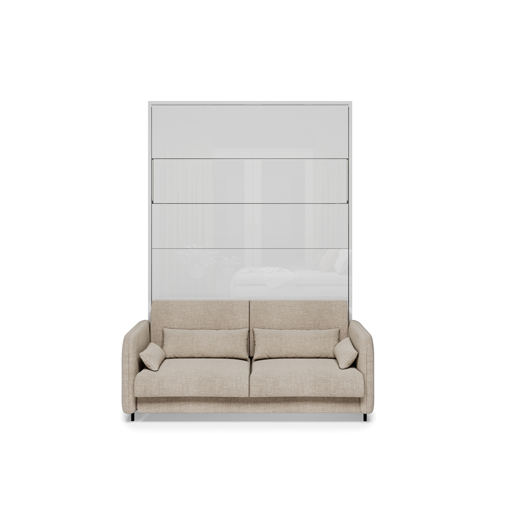 BED CONCEPT BC-36 - półkotapczan elektryczny 140 z zagłówkiem - biały/biały połysk/beżowy ART 82610
