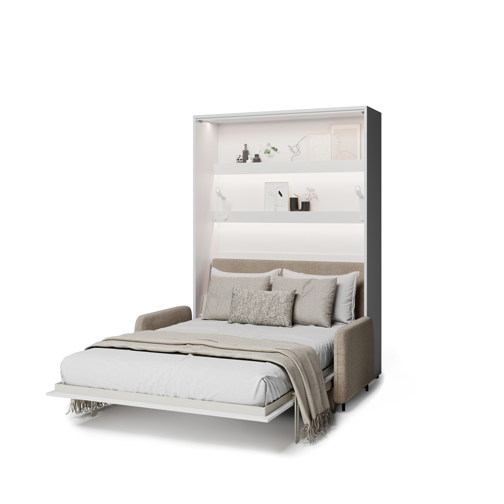 BED CONCEPT BC-36 - półkotapczan elektryczny 140 z zagłówkiem - biały/biały połysk/beżowy ART 82610