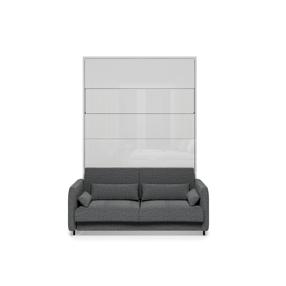 BED CONCEPT BC-36 - półkotapczan elektryczny 140 z zagłówkiem - biały/biały połysk/grafit ART 82630