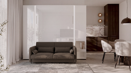 BED CONCEPT BC-36 - półkotapczan elektryczny 140 z zagłówkiem - biały/biały połysk/grafit ART 82630
