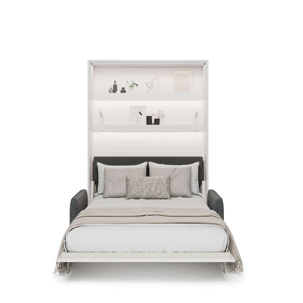 BED CONCEPT BC-36 - półkotapczan elektryczny 140 z zagłówkiem - biały/biały połysk/grafit ART 82630