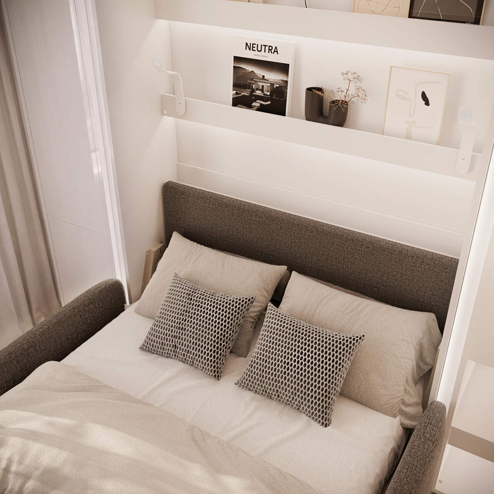 BED CONCEPT BC-36 - półkotapczan elektryczny 140 z zagłówkiem - biały/biały połysk/grafit ART 82630