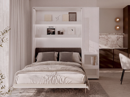 BED CONCEPT BC-36 - półkotapczan elektryczny 140 z zagłówkiem - biały/biały połysk/grafit ART 82630