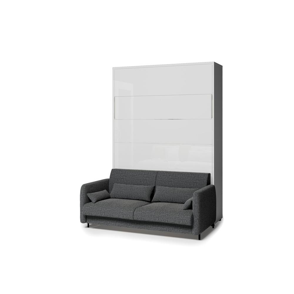 BED CONCEPT BC-36 - półkotapczan elektryczny 140 z zagłówkiem - biały/biały połysk/grafit ART 82630