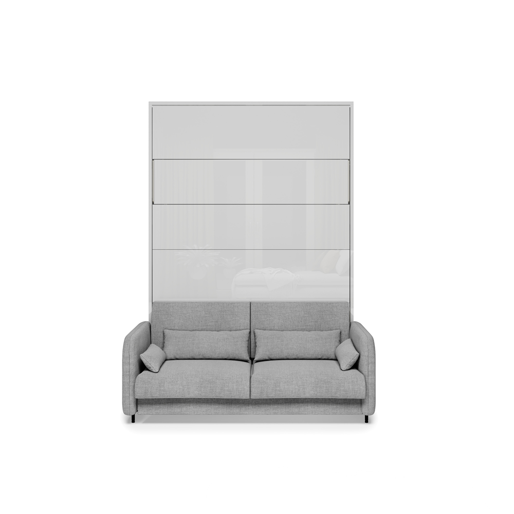 BED CONCEPT BC-36 - półkotapczan elektryczny 140 z zagłówkiem - biały/biały połysk/szary ART 82626