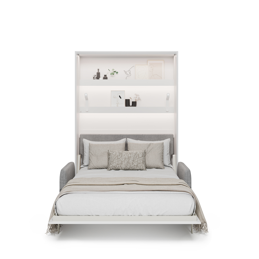BED CONCEPT BC-36 - półkotapczan elektryczny 140 z zagłówkiem - biały/biały połysk/szary ART 82626