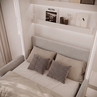 BED CONCEPT BC-36 - półkotapczan elektryczny 140 z zagłówkiem - biały/biały połysk/szary ART 82626