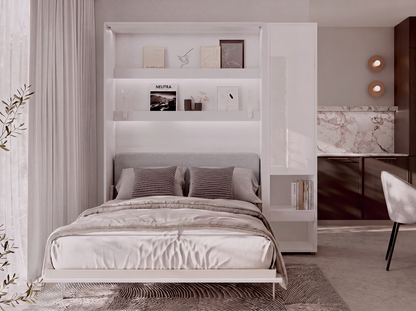 BED CONCEPT BC-36 - półkotapczan elektryczny 140 z zagłówkiem - biały/biały połysk/szary ART 82626