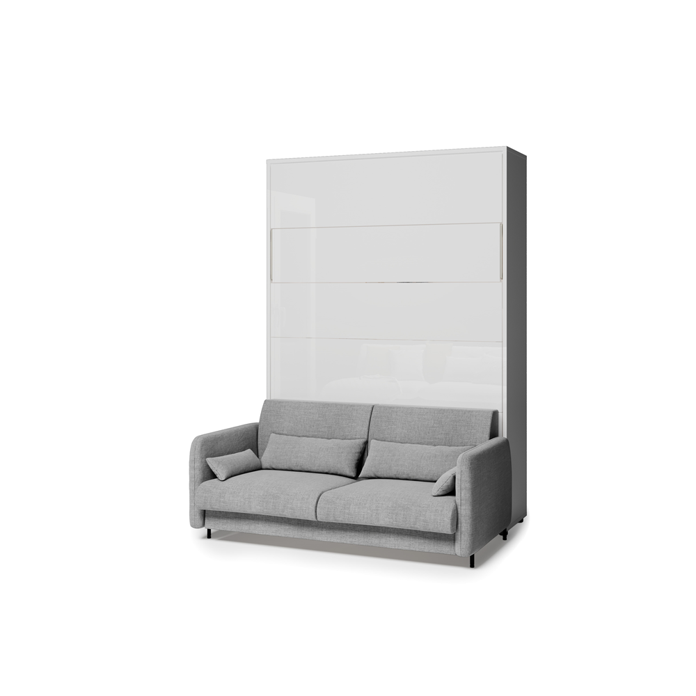 BED CONCEPT BC-36 - półkotapczan elektryczny 140 z zagłówkiem - biały/biały połysk/szary ART 82626