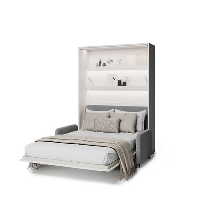 BED CONCEPT BC-36 - półkotapczan elektryczny 140 z zagłówkiem - biały/biały połysk/szary ART 82626
