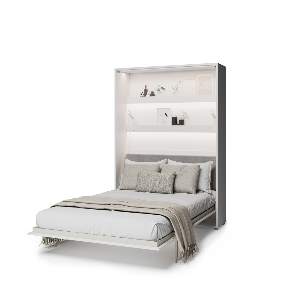 BED CONCEPT BC-36 - półkotapczan elektryczny 140 z zagłówkiem - biały/biały połysk/szary ART 82626