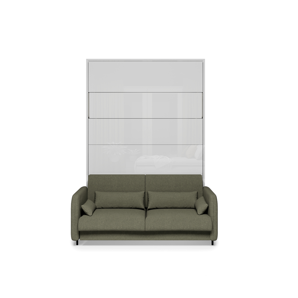 BED CONCEPT BC-36 - półkotapczan elektryczny 140 z zagłówkiem - biały/biały połysk/zielony LUKKA 38