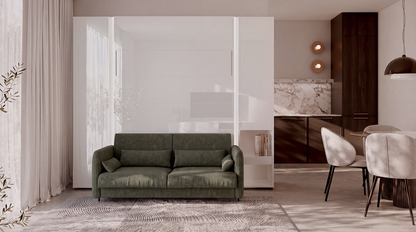 BED CONCEPT BC-36 - półkotapczan elektryczny 140 z zagłówkiem - biały/biały połysk/zielony LUKKA 38