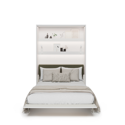 BED CONCEPT BC-36 - półkotapczan elektryczny 140 z zagłówkiem - biały/biały połysk/zielony LUKKA 38