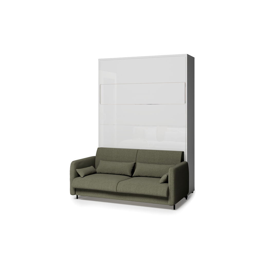 BED CONCEPT BC-36 - półkotapczan elektryczny 140 z zagłówkiem - biały/biały połysk/zielony LUKKA 38