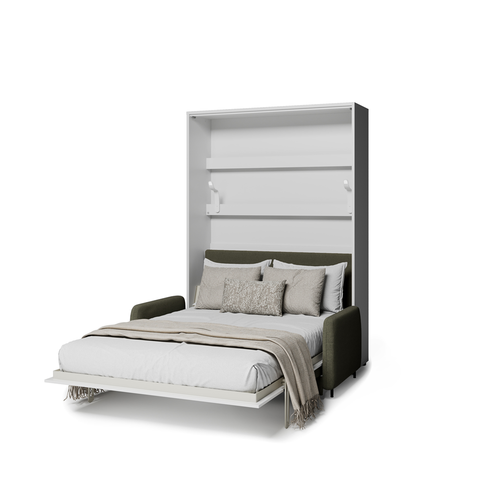 BED CONCEPT BC-36 - półkotapczan elektryczny 140 z zagłówkiem - biały/biały połysk/zielony LUKKA 38