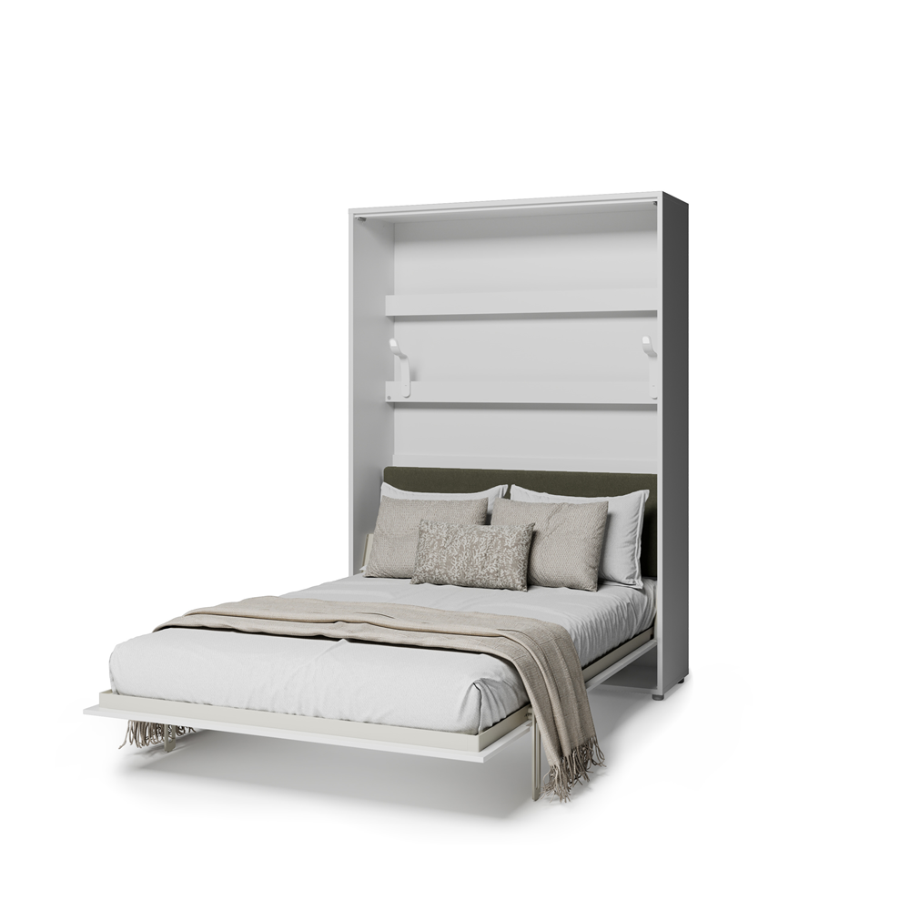 BED CONCEPT BC-36 - półkotapczan elektryczny 140 z zagłówkiem - biały/biały połysk/zielony LUKKA 38