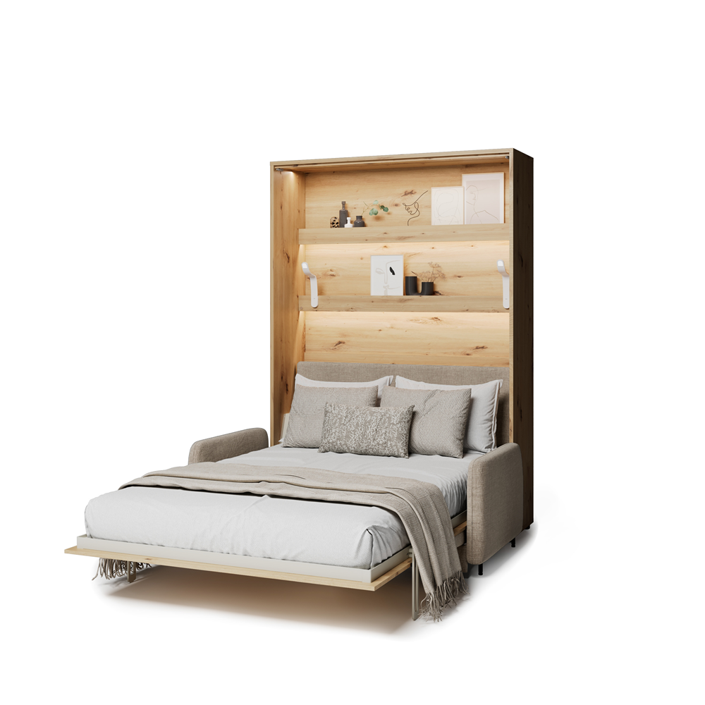 BED CONCEPT BC-36 - półkotapczan elektryczny 140 z zagłówkiem - dąb artisan/beżowy ART 82610