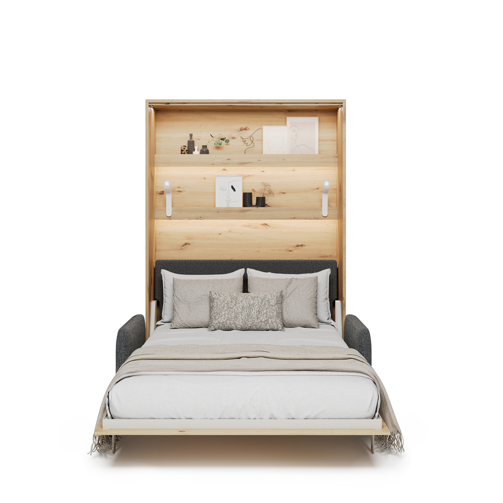 BED CONCEPT BC-36 - półkotapczan elektryczny 140 z zagłówkiem - dąb artisan/grafit ART 82630