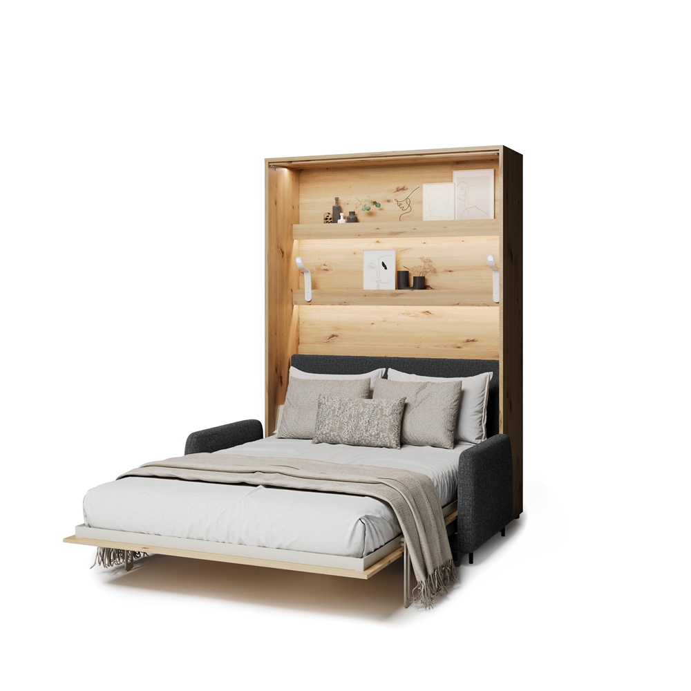 BED CONCEPT BC-36 - półkotapczan elektryczny 140 z zagłówkiem - dąb artisan/grafit ART 82630