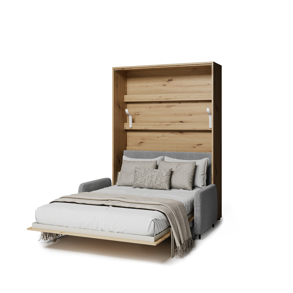BED CONCEPT BC-36 - półkotapczan elektryczny 140 z zagłówkiem - dąb artisan/szary ART 82626