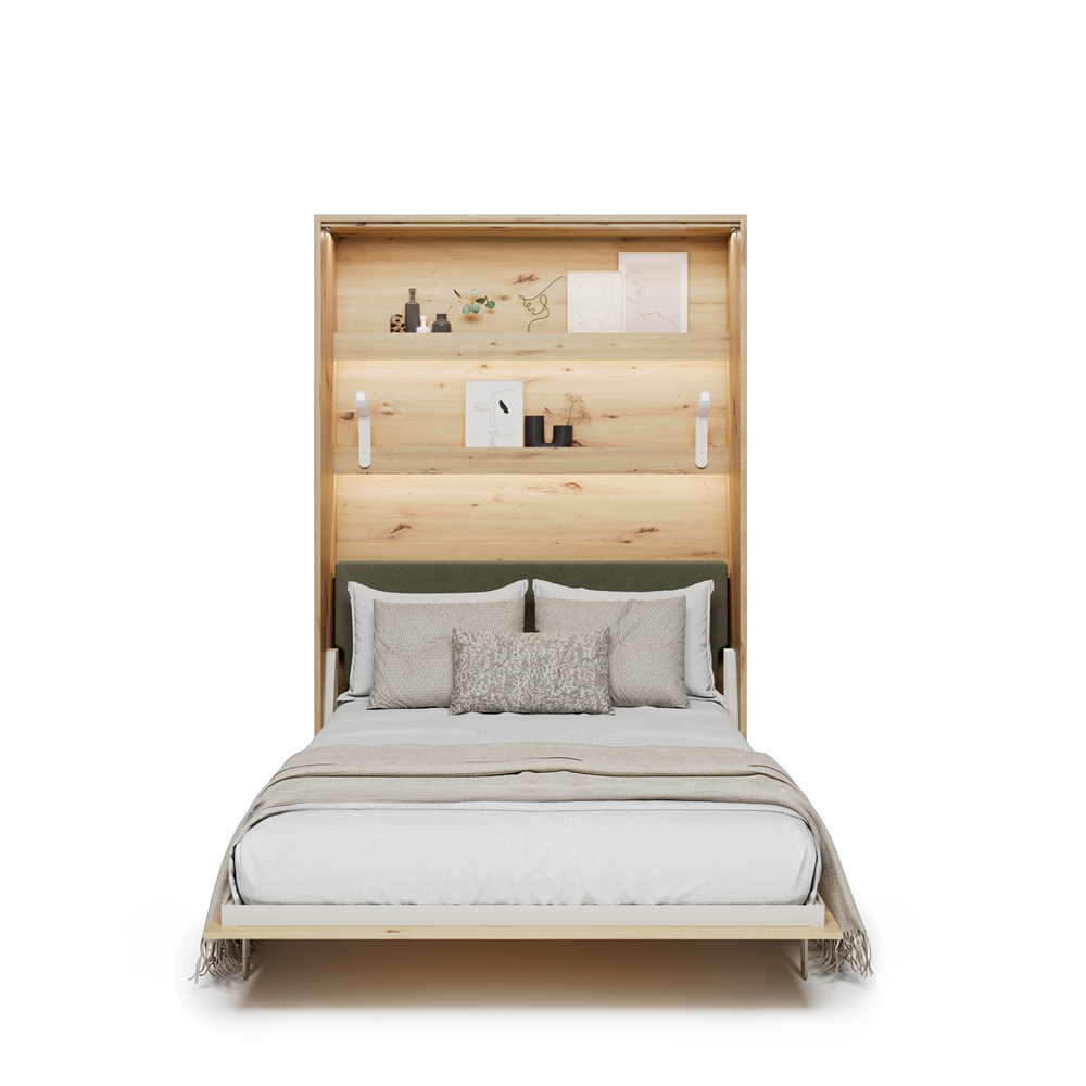 BED CONCEPT BC-36 - półkotapczan elektryczny 140 z zagłówkiem - dąb artisan/zielony LUKKA 38
