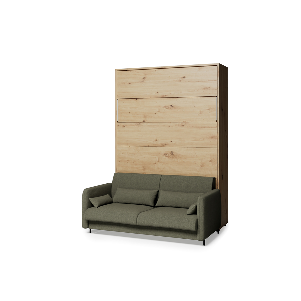 BED CONCEPT BC-36 - półkotapczan elektryczny 140 z zagłówkiem - dąb artisan/zielony LUKKA 38
