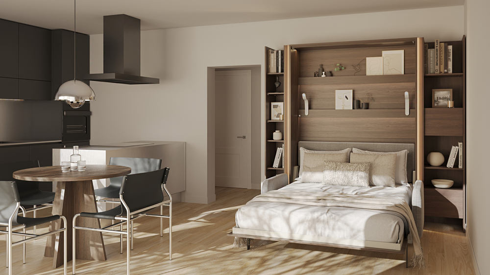 BED CONCEPT BC-36 - półkotapczan elektryczny 140 z zagłówkiem - dąb dunin/szary ART 82626